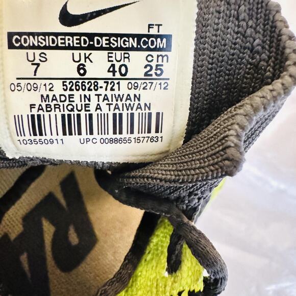 Nike Shoes Mens 7 Volt Black Flyknit Racer Running Lightweight Athletic Sneakers - Picture 11 of 12